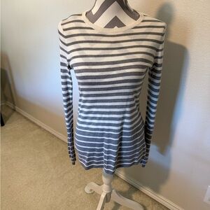 Vince Long Sleeve Striped Top in Gray and White
